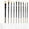 Oil Paint Brush Set: 10 Pcs Hog Bristle Paint Brushes with Wood Long Handle - Artist Paint Brush Set for Adults Beginners